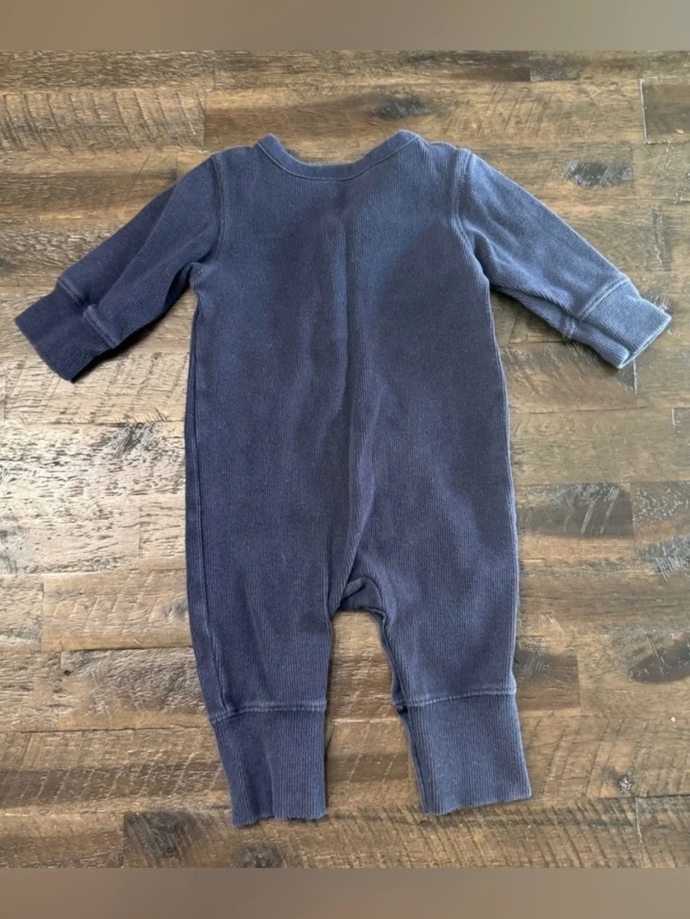 3-6M Baby Gap Navy Blue Ribbed Knit Henley One Piece Coverall Romper Outfit Boy